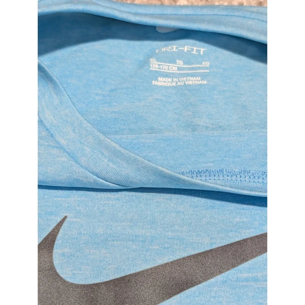 Nike Top Rash Guard Youth Short Sleeve Summer Swim Dri Fit Blue Surf XL